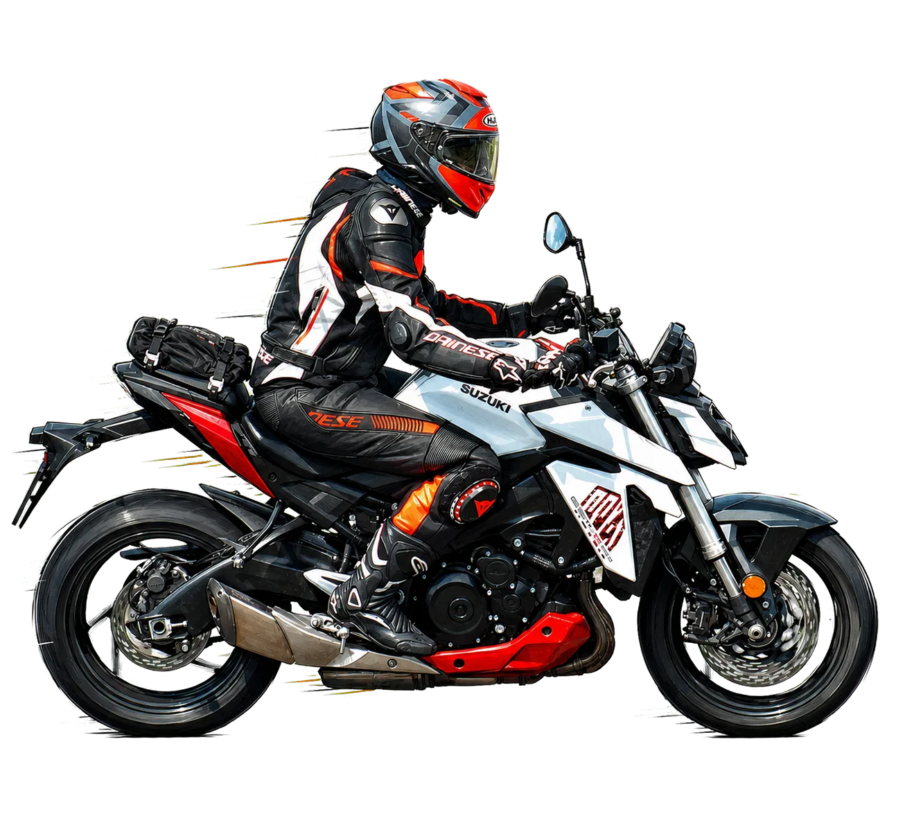 Illustratie van Geert Wirken op zijn motor