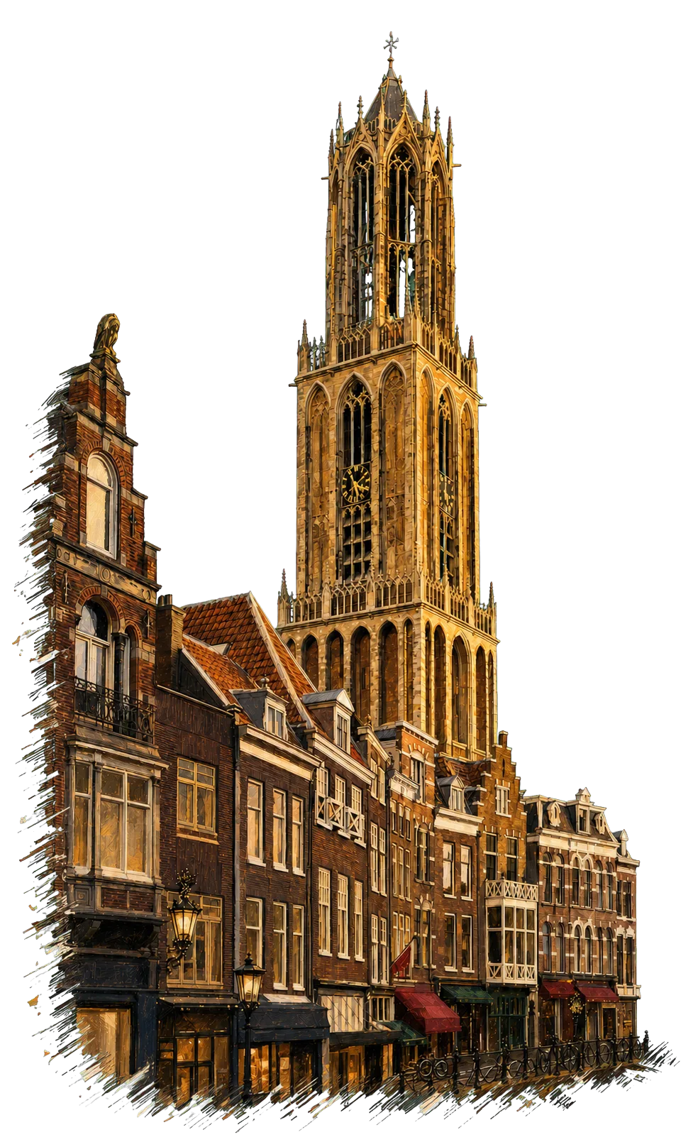 Schilderachtige illustratie van de Domtoren in Utrecht